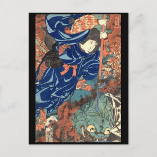 Cartão Postal Samurai Japonês Painting c. década de 1800