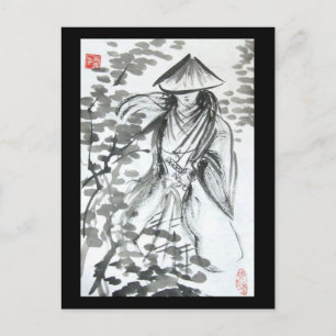 Cartão postal Samurai na Floresta