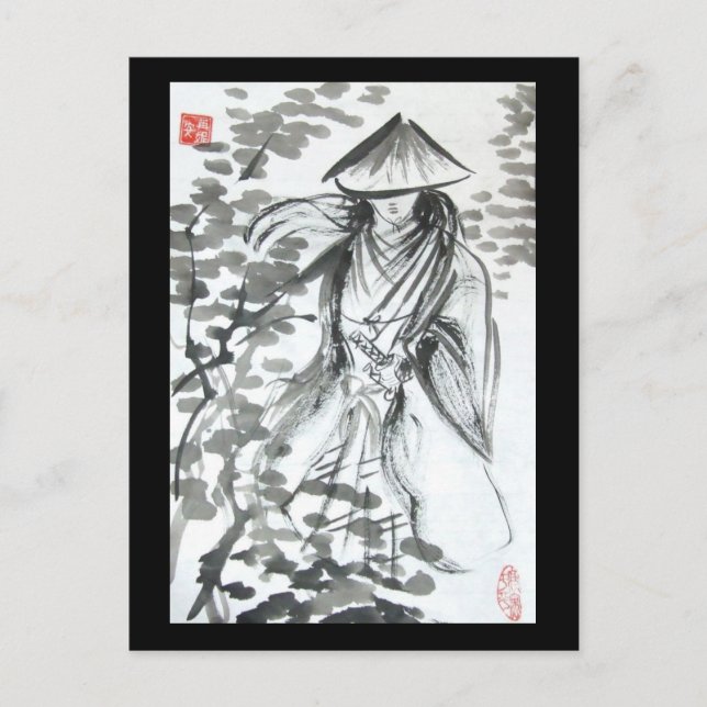 Cartão postal Samurai na Floresta (Frente)