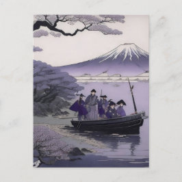 Cartão Postal Samurai Postcard Mount Fuji Japanese Art
