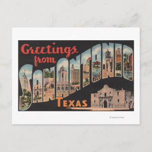 Cartão Postal San Antonio, Texas - Cenas em Larga Letra