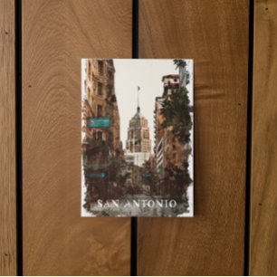 Cartão Postal San Antonio Texas Vintage City Viagem Watercolor