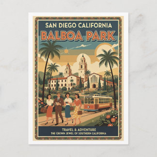 Cartão Postal San Diego CA Balboa Park Retro 1950s
