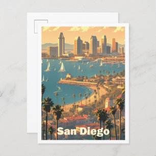 Cartão Postal San Diego California Art Viagens vintage