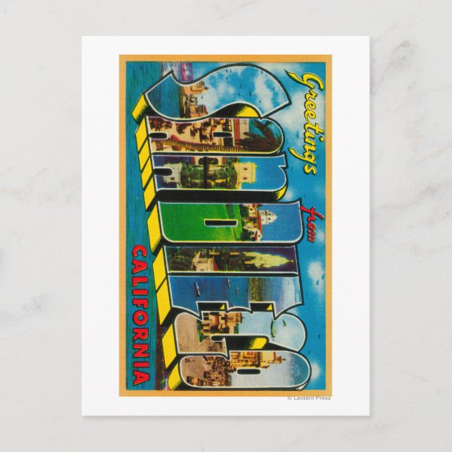 Cartão Postal San Diego, Califórnia - Cenas em Larga Letra (Frente)