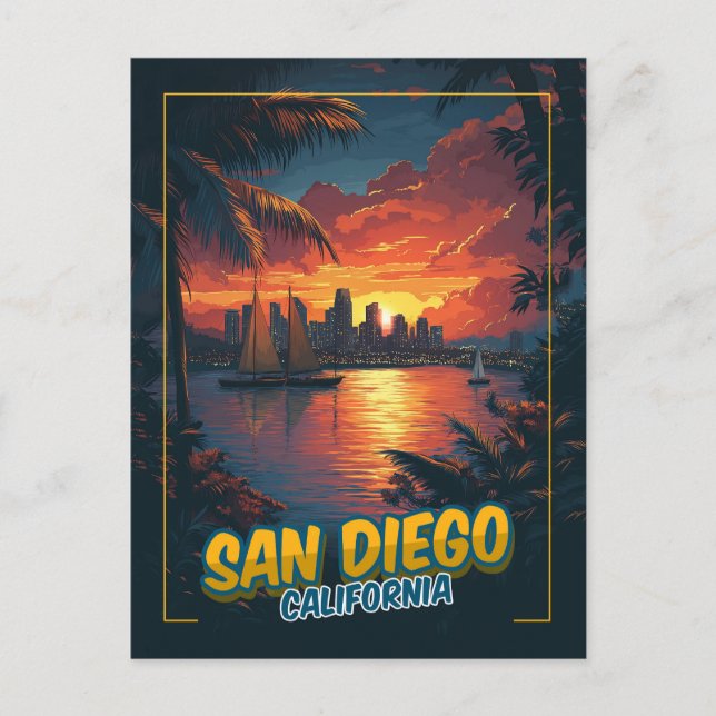 Cartão Postal San Diego, Califórnia - Estilo Vintage (Frente)