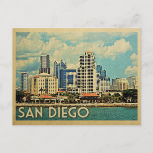 Cartão Postal San Diego Postcard Skyline California Vintage
