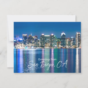 Cartão Postal San Diego Skyline Night Viagem Souvenir