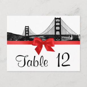 Cartão Postal San Fran Skyline Etch BW Red Table Number