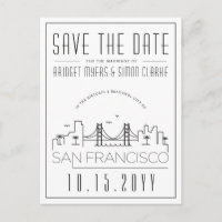 San Fran Wedding | Skyline Estilizado Salvar a Dat
