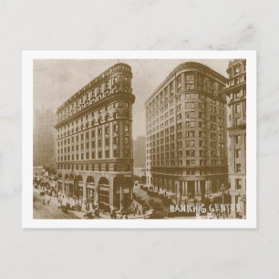 Cartão Postal San Francisco, Califórnia, Centro Bancária, 1927