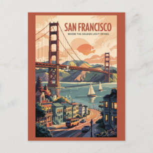 Cartão Postal San Francisco California Skyline Viagem Art Retro