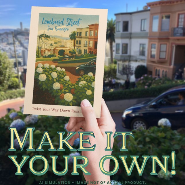 Cartão Postal San Francisco Lombard Street Coit Tower GGB Viagem (Criador carregado)