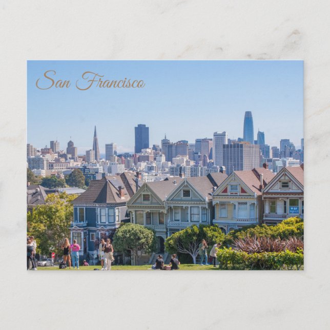 Cartão Postal San Francisco Painted Ladies City Skyline (Frente)