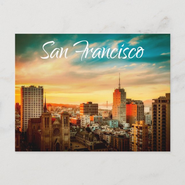 Cartão Postal San Francisco Skyline California EUA Estados Unido (Frente)