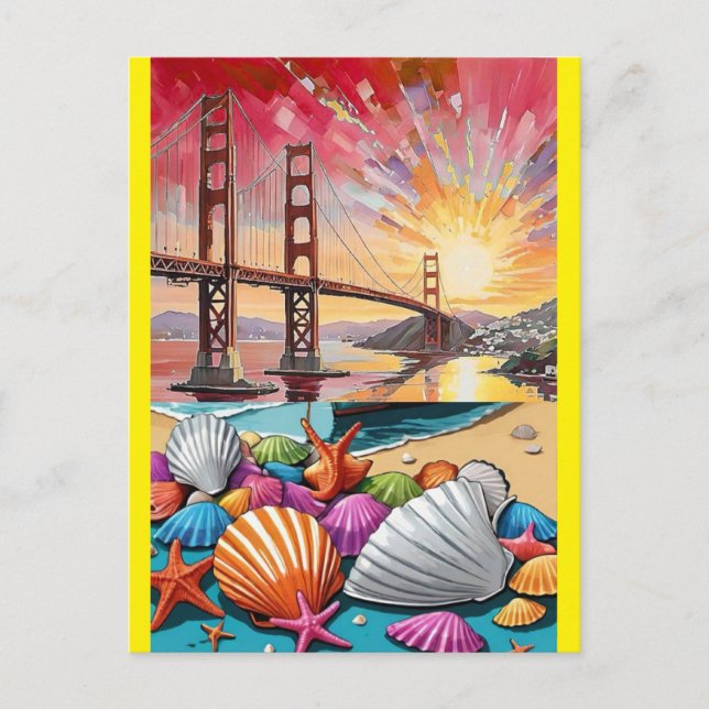 Cartão Postal San Francisco Watercolor Painting, Golden Gate Bri (Frente)