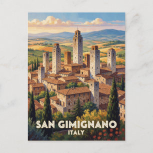 Cartão Postal San Gimignano Itália Torres Cena de Viagem 🏰