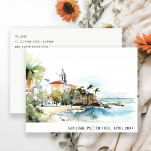Cartão Postal San Juan Porto Rico Paisagem Aquarela Viagem