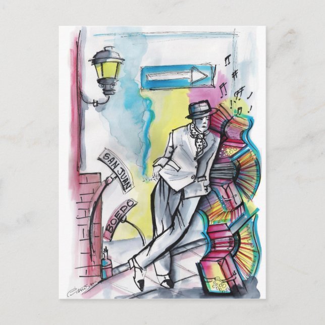Cartão Postal San Juan y Boedo - El compadrito (Frente)