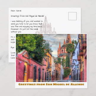 Cartão Postal San Miguel de Allende Colorful Homes & Church
