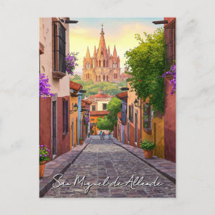 Cartão Postal San Miguel de Allende Mexico Viagem Watercolor
