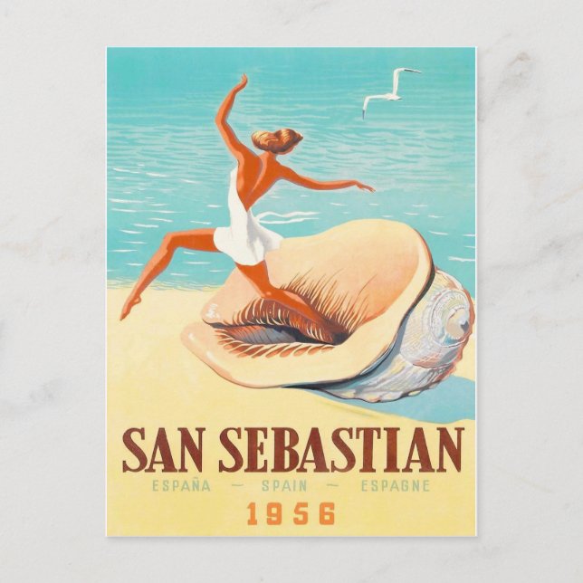 Cartão Postal San Sebastian, a mulher vem de uma concha (Frente)