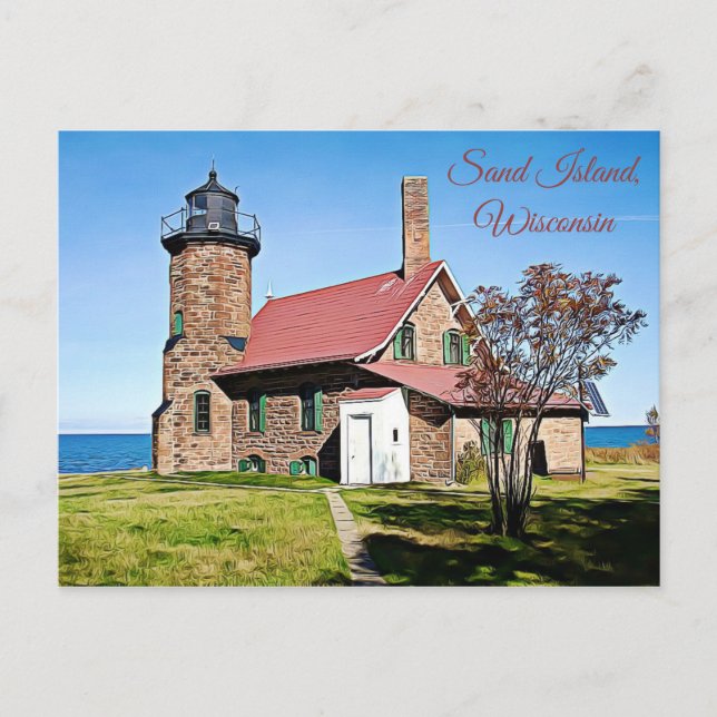 Cartão Postal Sand Island, Wisconsin Light House Photo Postcard (Frente)
