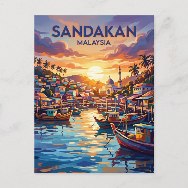 Cartão Postal Sandakan Malásia (Frente)