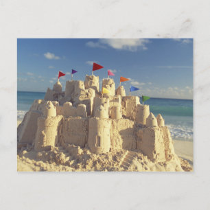Cartão Postal Sandcastle Na Praia