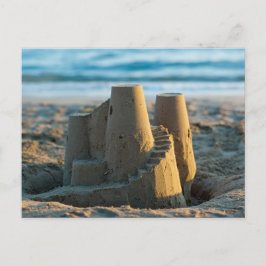 Cartão Postal Sandcastle No Verão Náutico De Corte Da Praia