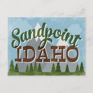 Cartão Postal Sandpoint Idaho Divertido Montanhas Retro Snowy