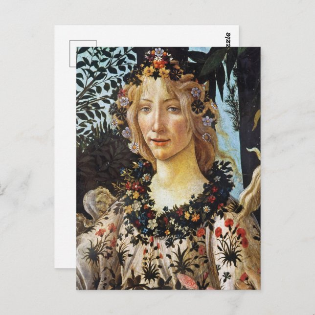 Cartão Postal Sandro Botticell - Primavera - Flora busto de arte (Frente/Verso)