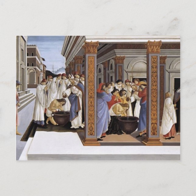 Cartão Postal Sandro Botticelli - Batismo da Rua Zenobius (Frente)