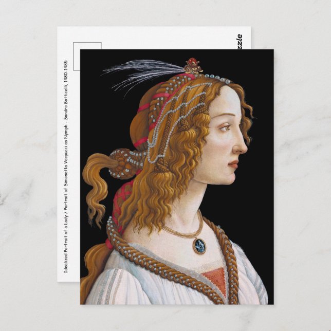 Cartão Postal Sandro Botticelli - Retrato de Simonetta Vespucci (Frente/Verso)