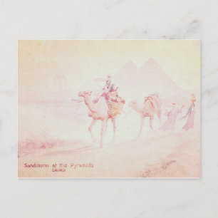 Cartão Postal Sandstorm rosa nas pirâmides