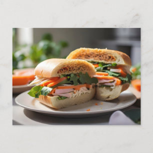 Cartão Postal Sanduíche de Banh Mi num prato