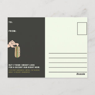Cartão Postal Sanduíche engraçado preto e amarelo