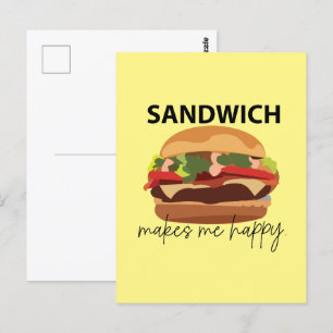 Cartão Postal Sanduíche Me Torna Feliz