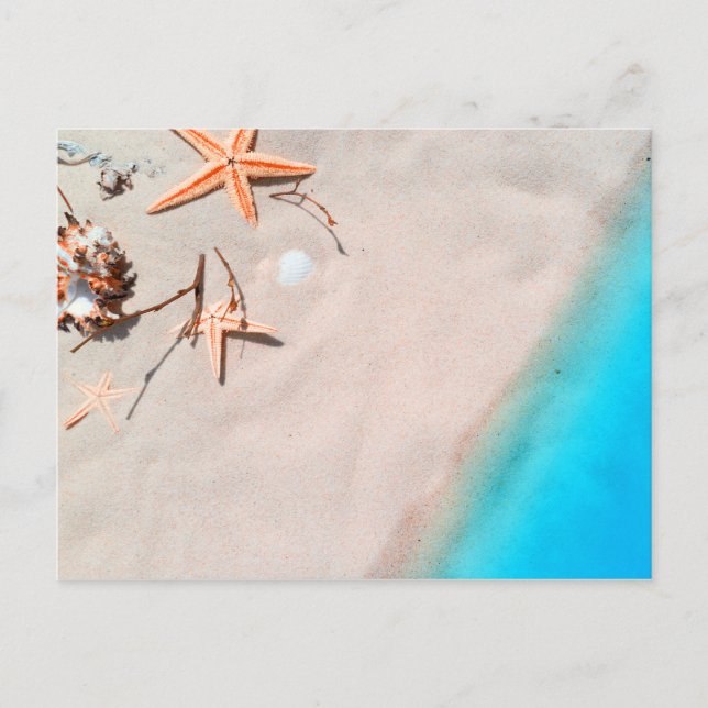 Cartão Postal Sandy Tropical Beach Starfish Seashell (Frente)