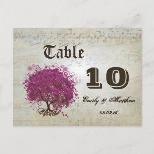 Cartão Postal Sangria Coração Folha Árvore Número da Mesa