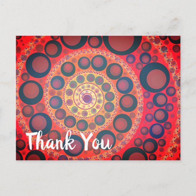 Cartão Postal Sangria Espiral Fractal Vermelho Obrigado (Frente)