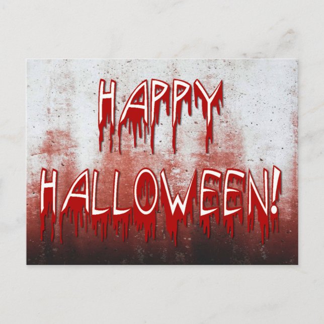 Cartão Postal Sangue Feliz de Halloween Sedado Cartaz (Frente)