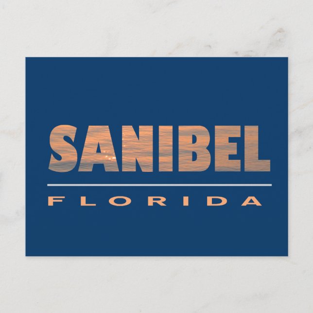 Cartão Postal Sanibel Island Florida Typographics Design (Frente)