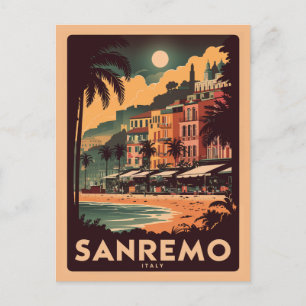 Cartão Postal Sanremo, Itália, estilo retrô