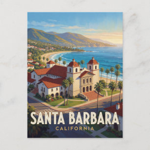 Cartão Postal Santa Barbara Califórnia Viagem Estilo Espanhol