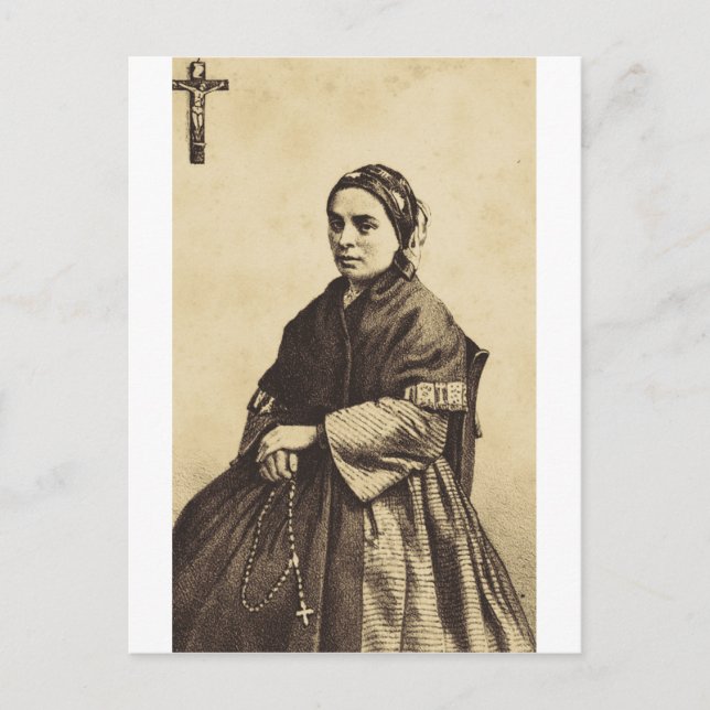 Cartão Postal Santa Bernadette Soubirous Arte Refinada (Frente)