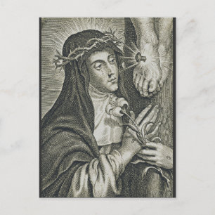 Cartão Postal Santa Catarina de Siena Crucificação Arte Noir Fé