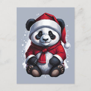 Cartão Postal Santa Claus Baby Panda Natal