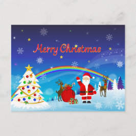 Cartão Postal Santa Claus e Reindeer