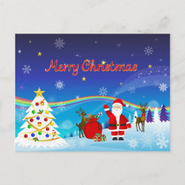 Cartão Postal Santa Claus e Reindeer